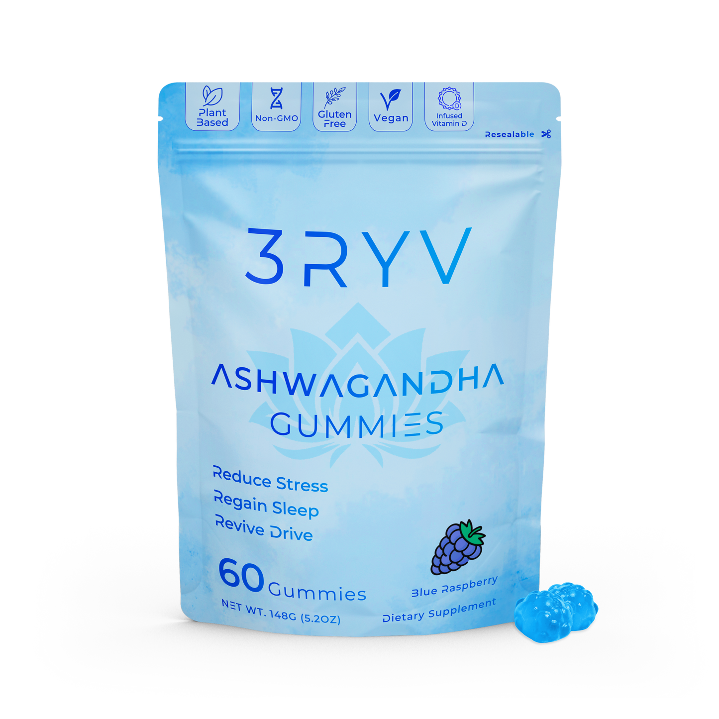 Ashwaganda Blue raspberry Gummies