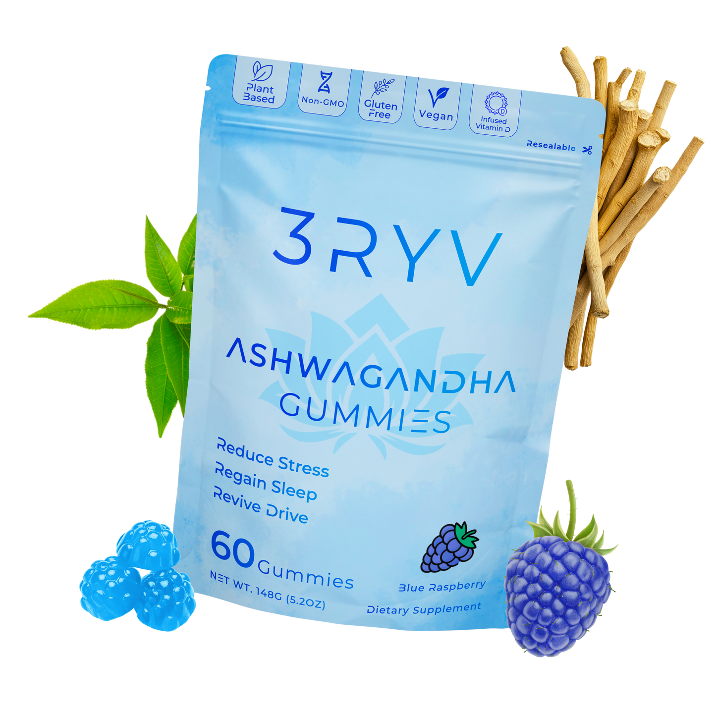 Ashwaganda Blue raspberry Gummies