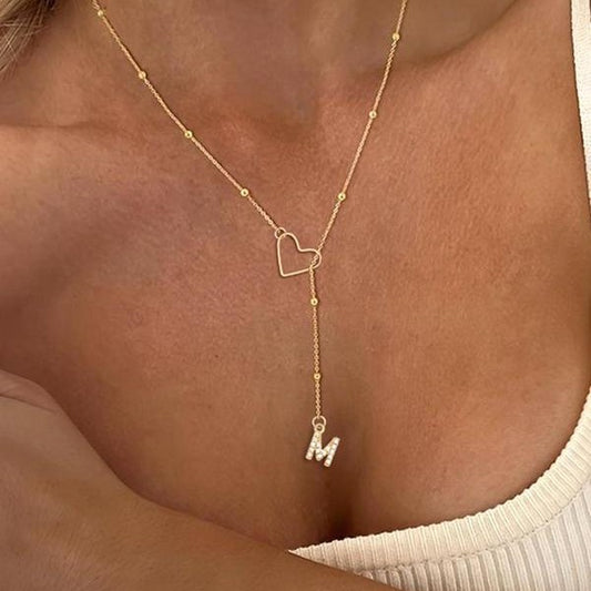 Heart Caught Initial Necklace